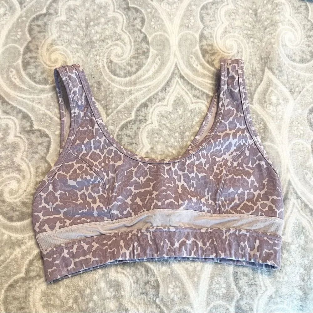 Varley purple leopard print sports bra